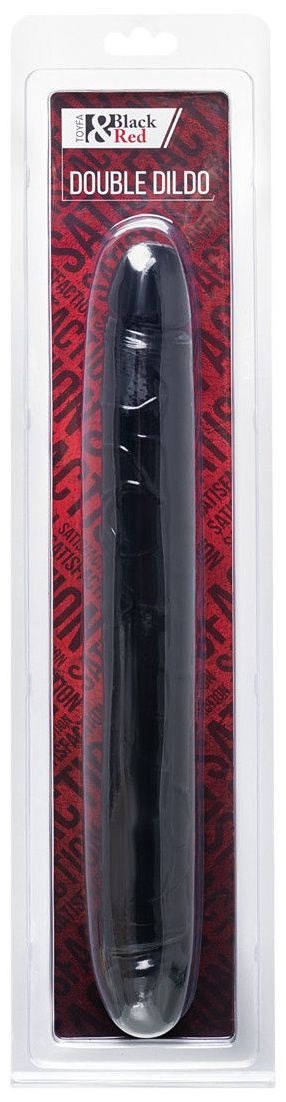 Черный двусторонний фаллоимитатор - 31 см.