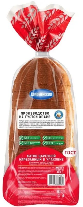 Хлеб Батон Нарезной в/с в нарезку   Колом 400 гр (288)