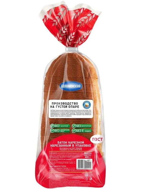 Хлеб Батон Нарезной в/с в нарезку   Колом 400 гр (288)