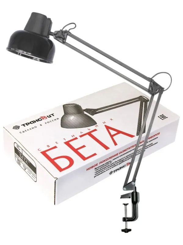 Светильник настольный Трансвит 'Бета' МС, Е27, 60Вт, на мет. струб. Черный