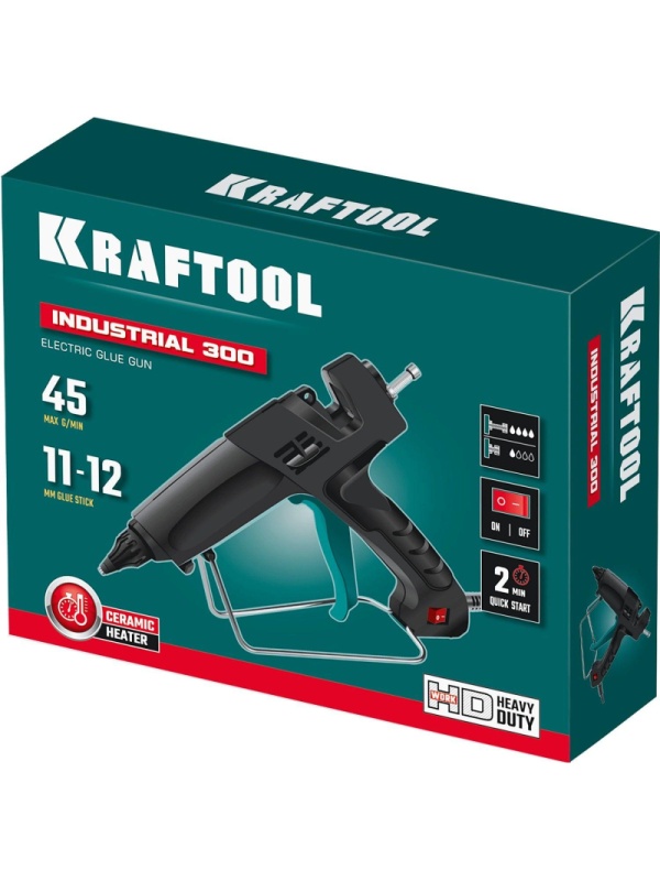 Пистолет клеевой терм.электр.KRAFTOOL Industrial 300 d11-12мм 45г/мин 06842