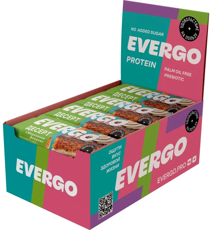 Пирожное Морковная феерия EVERGO протеин глазир с начин 50гx12шт/уп (600г)