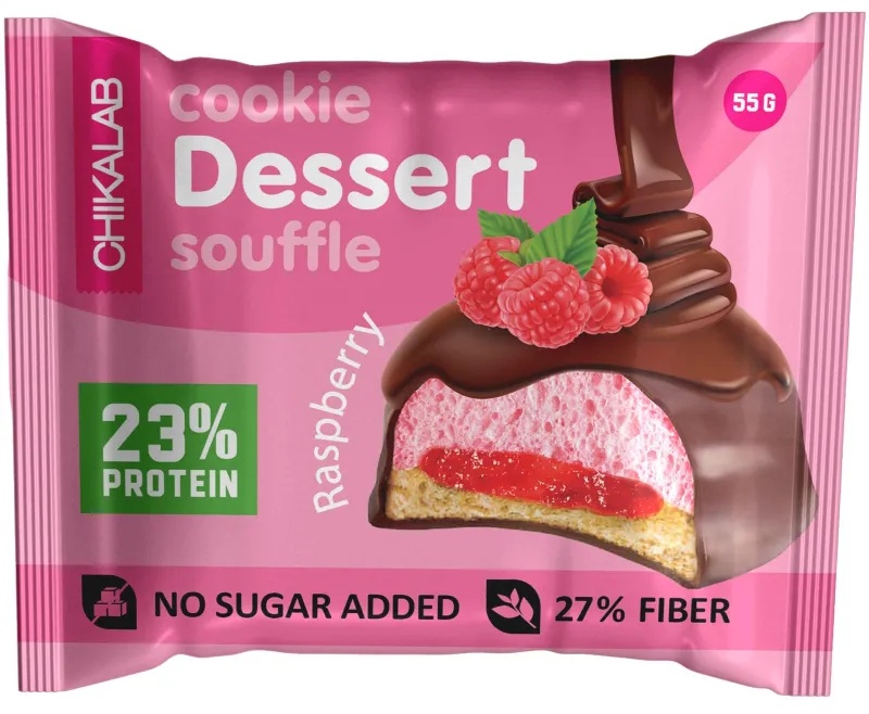 Печенье протеиновое CHIKALAB глазированное со вкусом Малиновое суфле, 55г