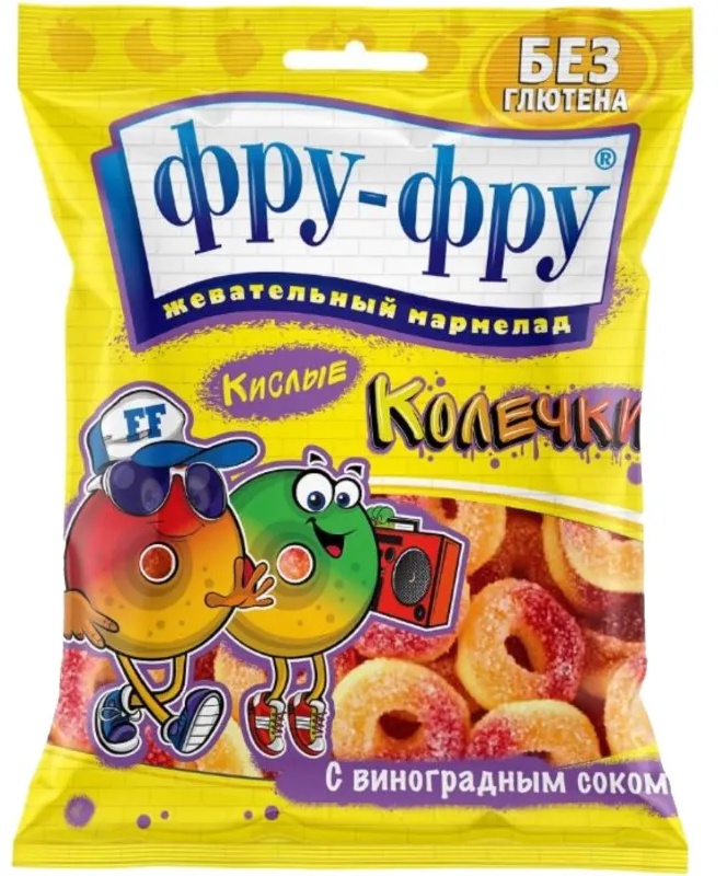 Мармелад жевательный Фру-Фру кислые колечки, 80гx12шт/уп, FF-25-18