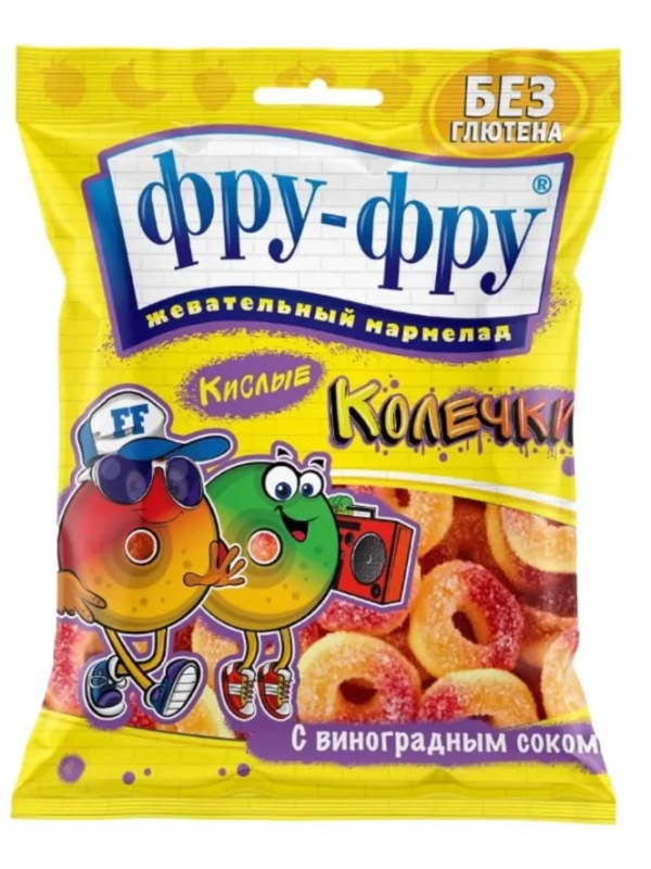 Мармелад жевательный Фру-Фру кислые колечки, 80гx12шт/уп, FF-25-18