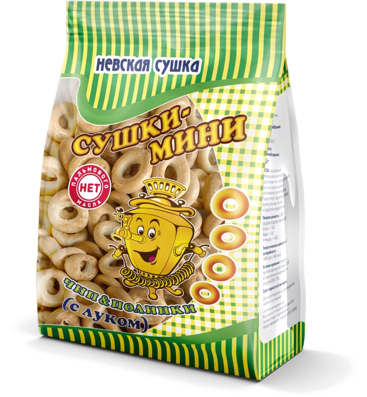 Сушки мини Невская Сушка Чип & Полинка с луком, 200г