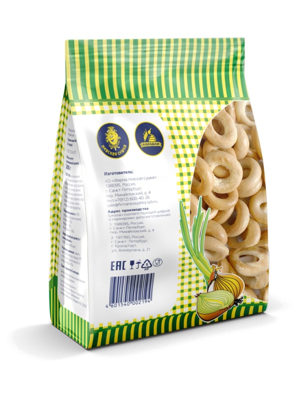 Сушки мини Невская Сушка Чип & Полинка с луком, 200г