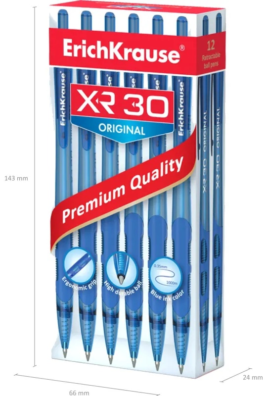 Ручка шариковая автомат. ErichKrause XR-30, дш.0,7,цв.черн. синий, 17721