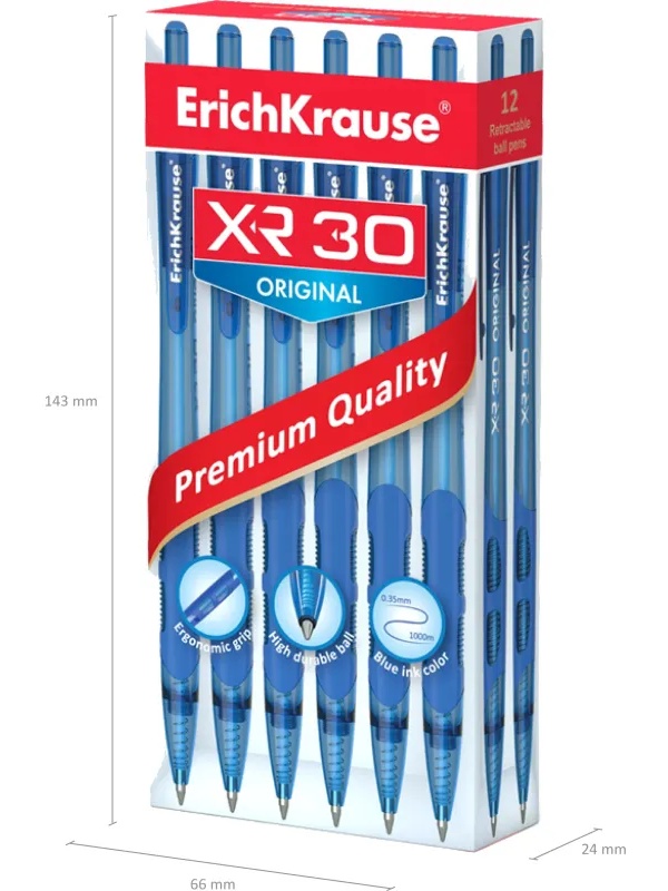 Ручка шариковая автомат. ErichKrause XR-30, дш.0,7,цв.черн. синий, 17721