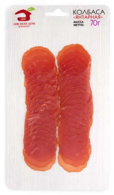 Колбаса сырокопченая Мясной дом Бородина Янтарная нарезка 70 г