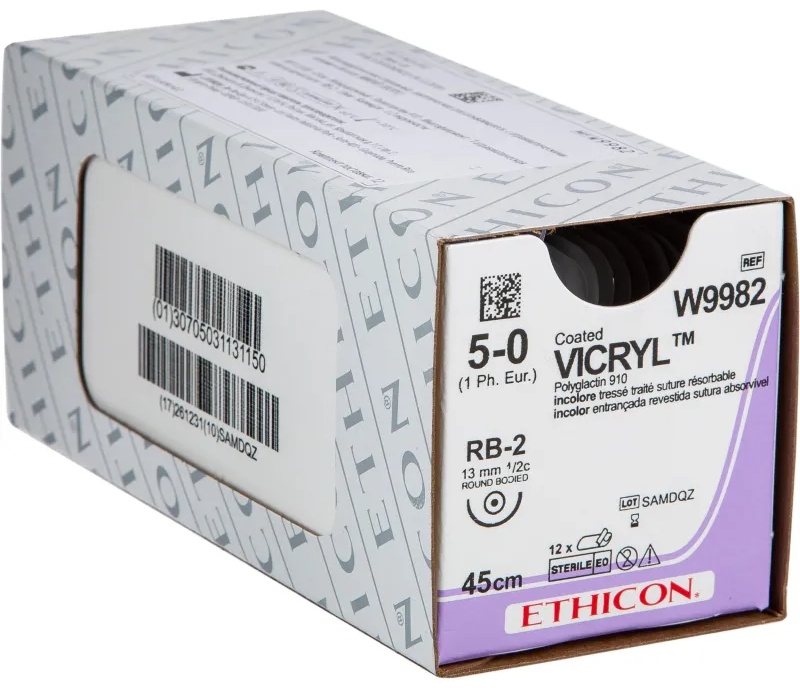 Шовный материал ВИКРИЛ 5/0 45см,кол.13мм н/окр. W9982 12 шт./уп.