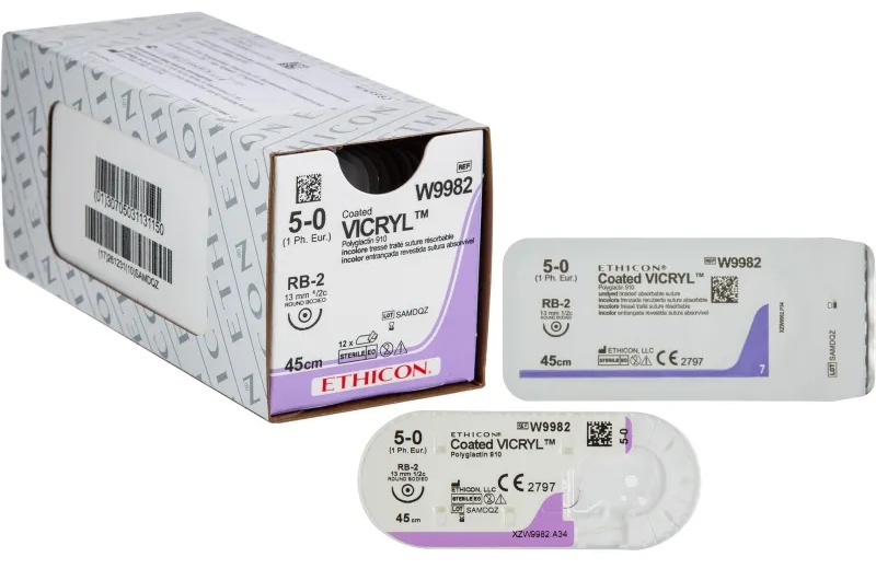 Шовный материал ВИКРИЛ 5/0 45см,кол.13мм н/окр. W9982 12 шт./уп.