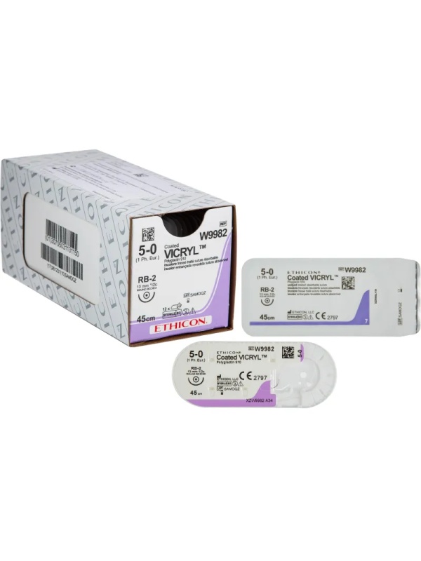 Шовный материал ВИКРИЛ 5/0 45см,кол.13мм н/окр. W9982 12 шт./уп.