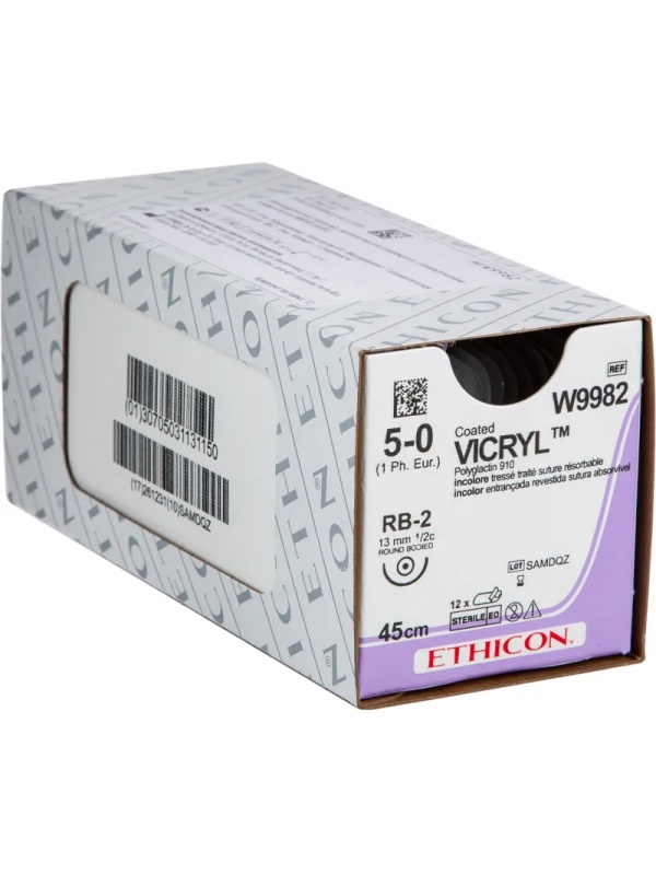 Шовный материал ВИКРИЛ 5/0 45см,кол.13мм н/окр. W9982 12 шт./уп.