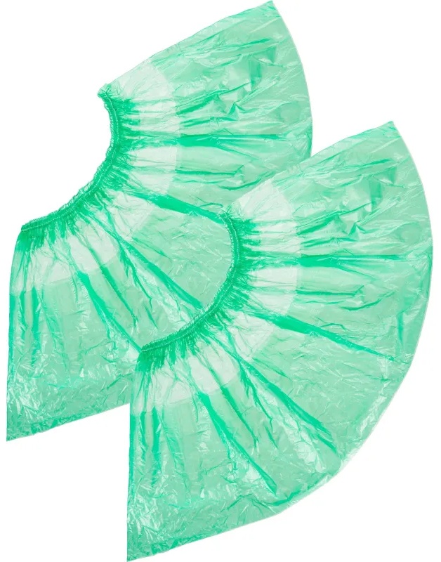 Бахилы н/с, п/э с 2й рез. 3,5г, ПНД-15/2р-З, зеленые, 50 пар/уп