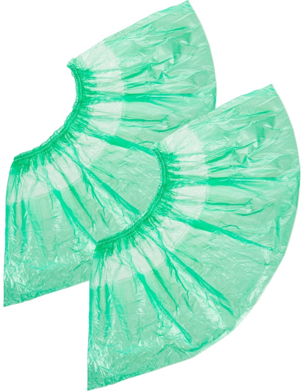 Бахилы н/с, п/э с 2й рез. 3,5г, ПНД-15/2р-З, зеленые, 50 пар/уп