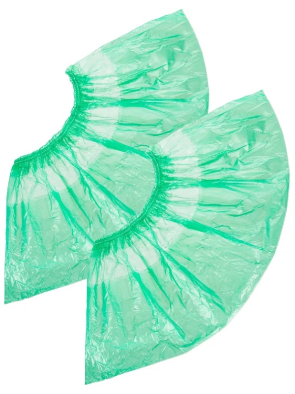 Бахилы н/с, п/э с 2й рез. 3,5г, ПНД-15/2р-З, зеленые, 50 пар/уп