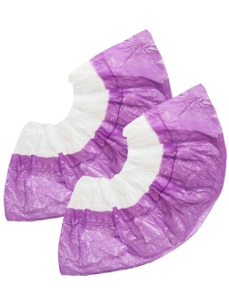 Бахилы н/с, п/э 2х слойн, 3,5г, ЭГД-40/50/ФИОЛ, бело-фиол, 50пар/уп