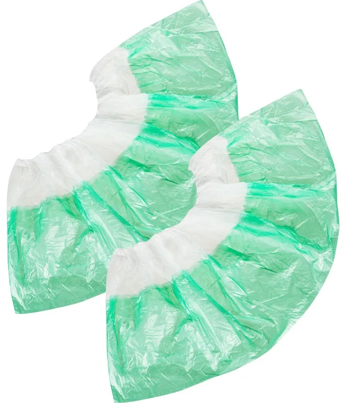 Бахилы н/с, п/э 2х слойн, 3,5г, ПНД-8/8/1р-Б-З, бело-зелен, 50пар/уп