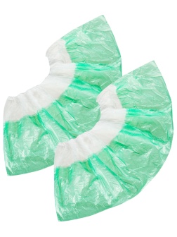 Бахилы н/с, п/э 2х слойн, 3,5г, ПНД-8/8/1р-Б-З, бело-зелен, 50пар/уп