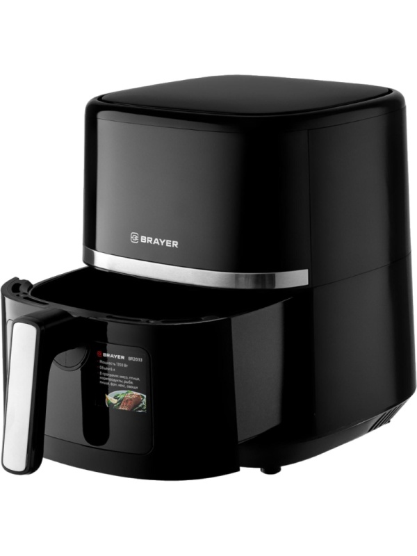 Аэрогриль BRAYER 2033BR,1350 Вт,6л,t.200С,съем.реш.таймер,LCD-дисп,8 прогр
