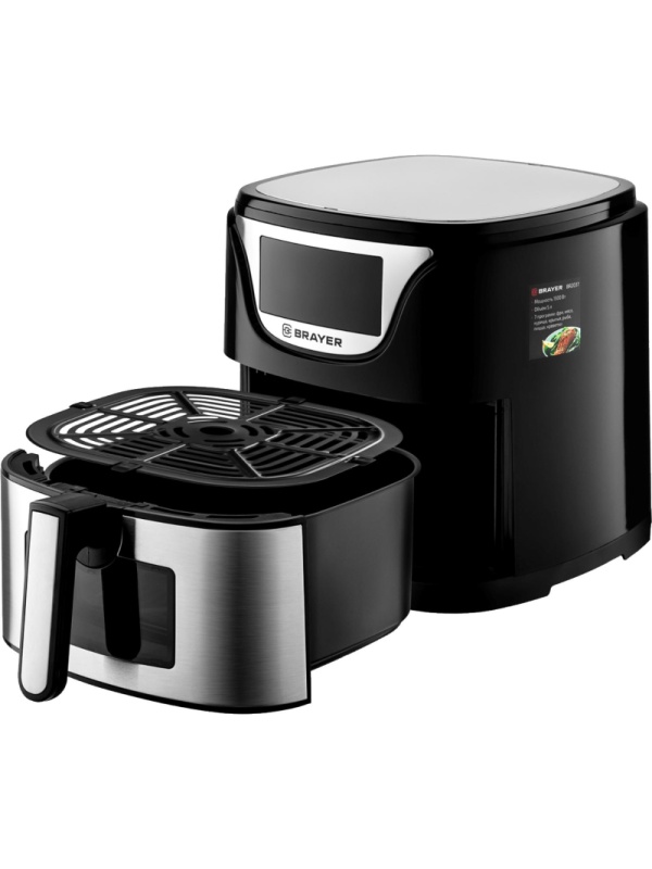 Аэрогриль BRAYER 2037BR,1500Вт,5л,t.200С,съем.реш,таймер,LCD-дисп,7 прогр
