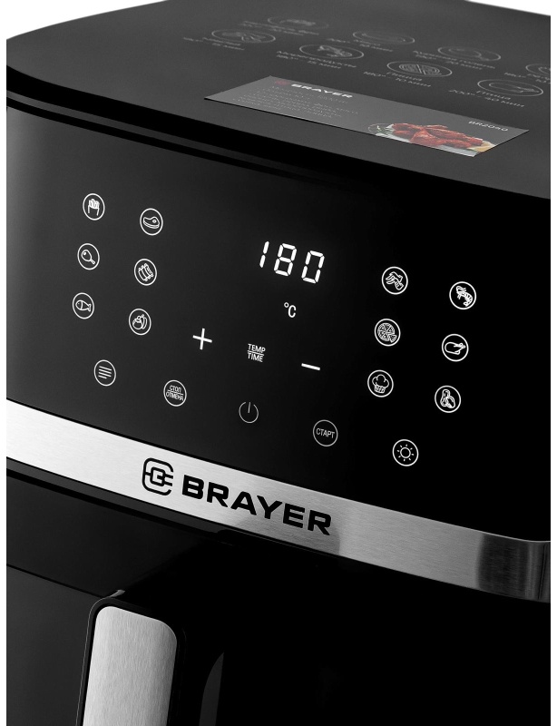 Аэрогриль BRAYER 2040BR,1800Вт,10л,t.200С,съем.реш,таймер,LCD-дисп,12прогр