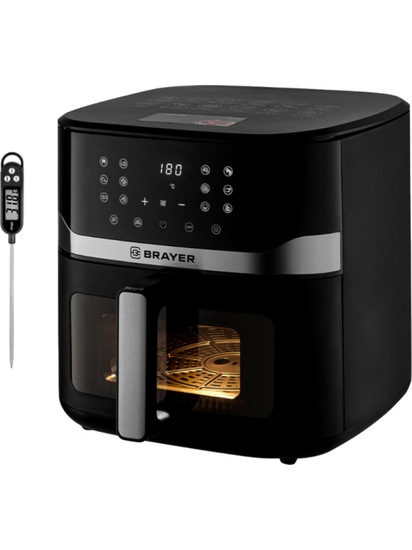 Аэрогриль BRAYER 2040BR,1800Вт,10л,t.200С,съем.реш,таймер,LCD-дисп,12прогр