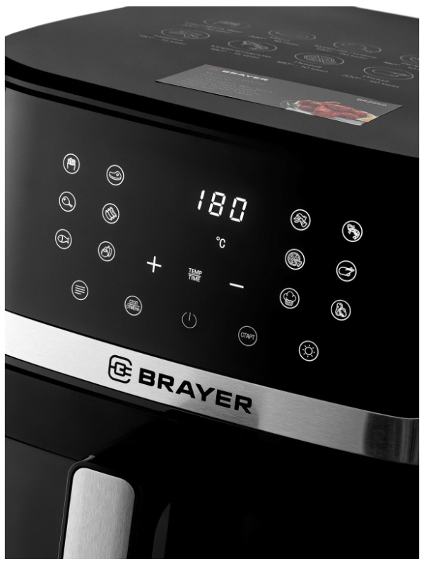 Аэрогриль BRAYER 2040BR,1800Вт,10л,t.200С,съем.реш,таймер,LCD-дисп,12прогр