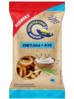 Сушки Кронштадтские колечки со вкусом сметаны и луком,  80гx14шт/уп