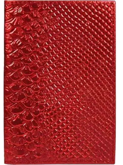Обложка для паспорта нат.кож, красн,  Железный Питон, 1,2-060-248-0