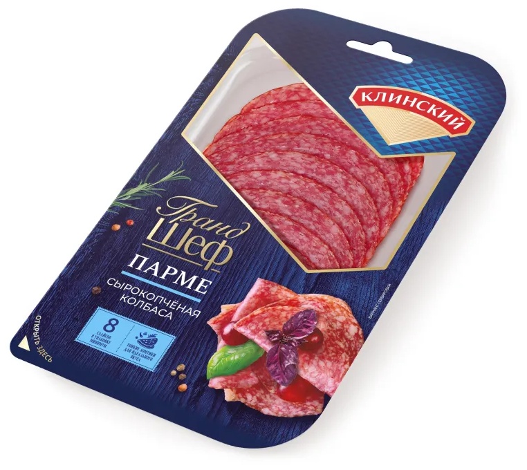 Колбаса Клинский Парме сырокопченая нарезка 85г