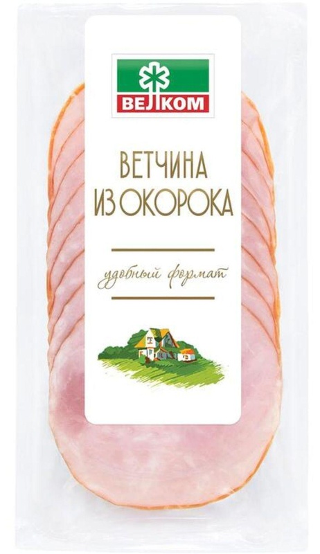 Ветчина Велком из окорока в/у нарезка, 100г