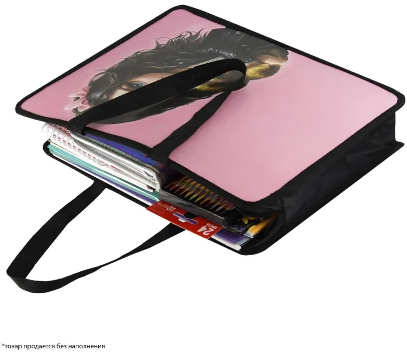 Папка для тетрадей БРЮНЕТКА С СОБАЧКОЙ ,А4,1отдел,молния,дно с расш/69274