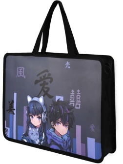 Папка для тетрадей КИБЕР АНИМЕ ,А4,1отдел,молния,дно с расш/69276