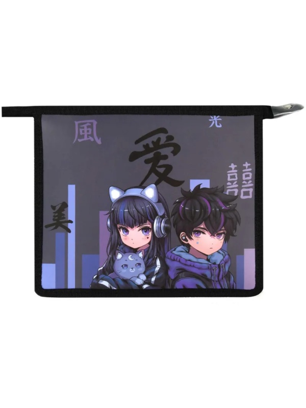 Папка для тетрадей КИБЕР АНИМЕ ,А5,1отдел,молния,дно с расширением/69298