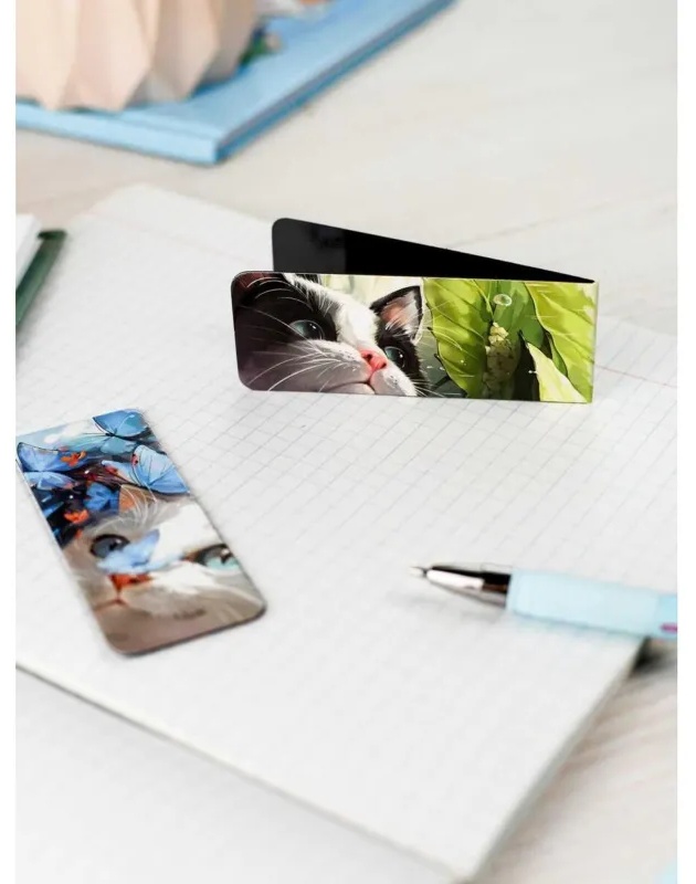 Закладки магнитные для книг  КОТЫ набор 2шт, 30x80мм/69062