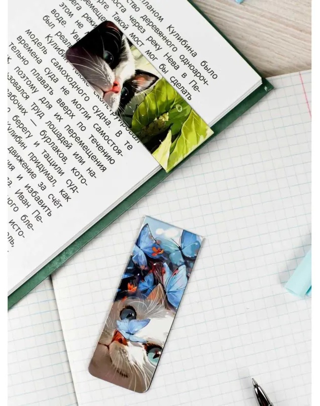 Закладки магнитные для книг  КОТЫ набор 2шт, 30x80мм/69062