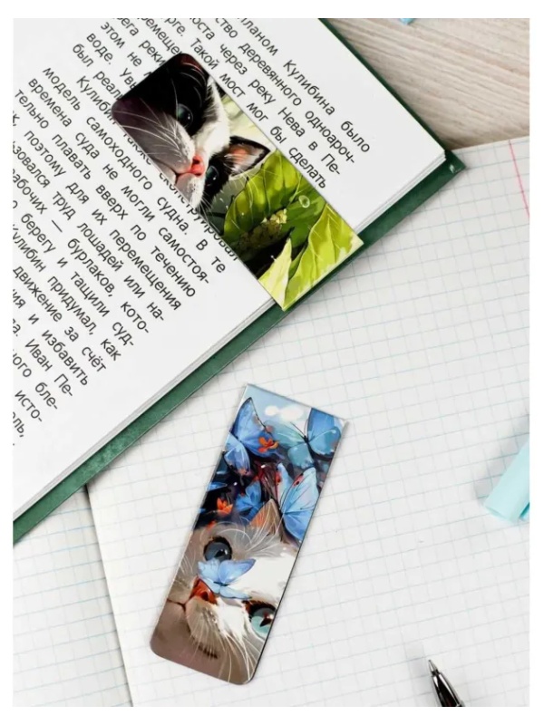 Закладки магнитные для книг  КОТЫ набор 2шт, 30x80мм/69062