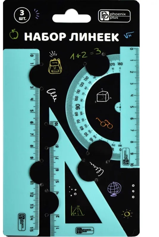 Набор чертежный ПАСТЕЛЬ ГОЛУБОЙ линейка 15см;треугольник 30,60,90град 66056