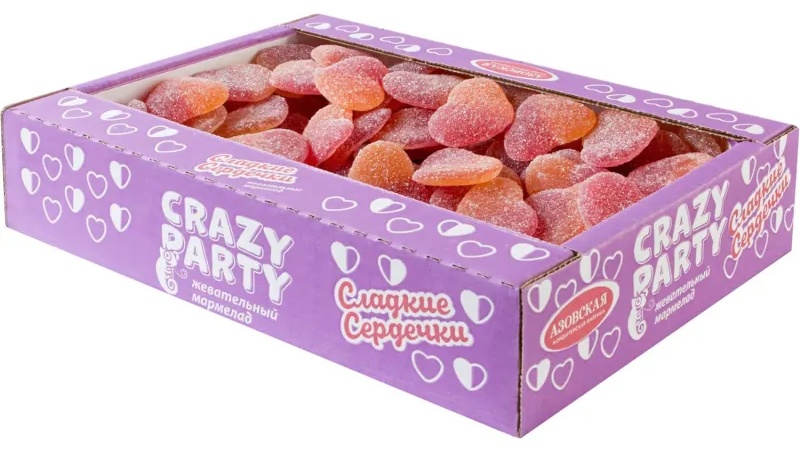 Мармелад жевательный Азовская КФ Сердечки фигурный, 1кг