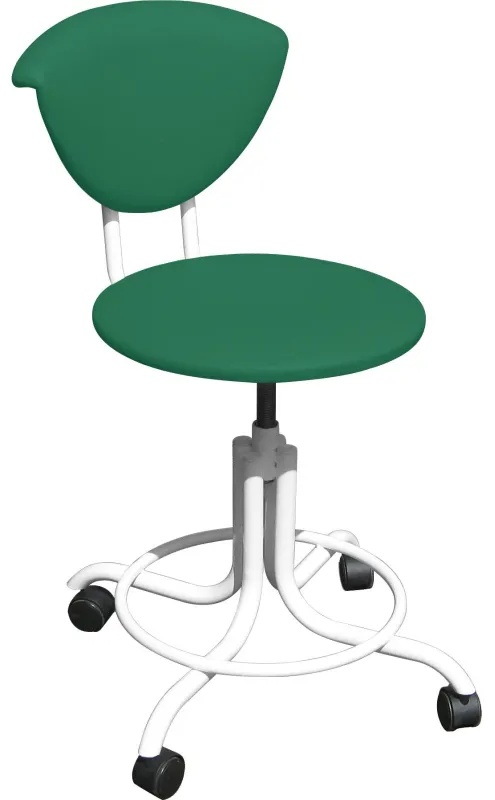 Стул ZM_ лабораторный винтовой М101-05 белый, и/к зеленая на роликах