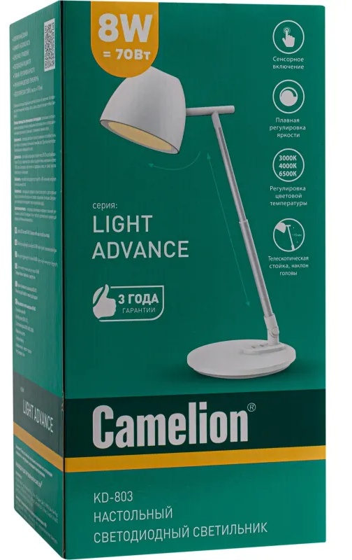 Светильник KD-803 C01 бел. LED 8Вт, 580лм, рег.ярк и цвет.темп