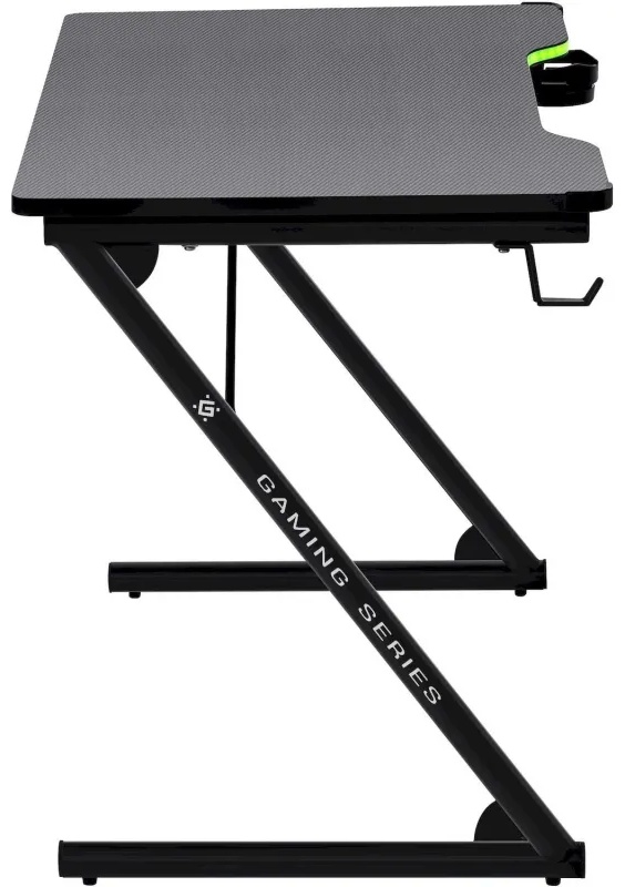 Стол компьютерный DF_игровой Ferox подвес кружк+гарн,черн,МДФ,RGB