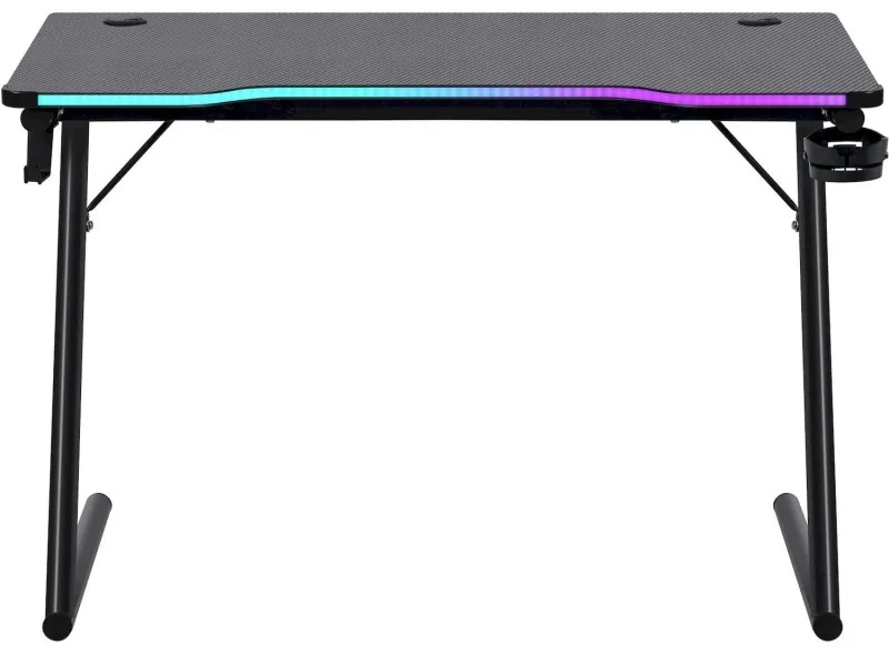 Стол компьютерный DF_игровой Ferox подвес кружк+гарн,черн,МДФ,RGB