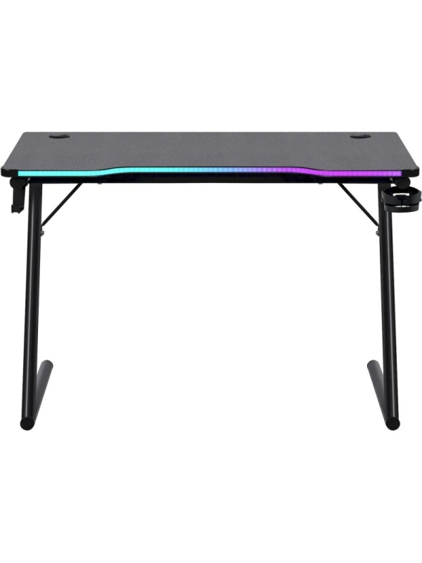 Стол компьютерный DF_игровой Ferox подвес кружк+гарн,черн,МДФ,RGB