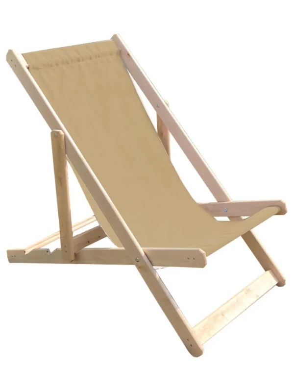 Кресло CIM_шезлонг складной деревянный/ткань бежевый КШ-001-4