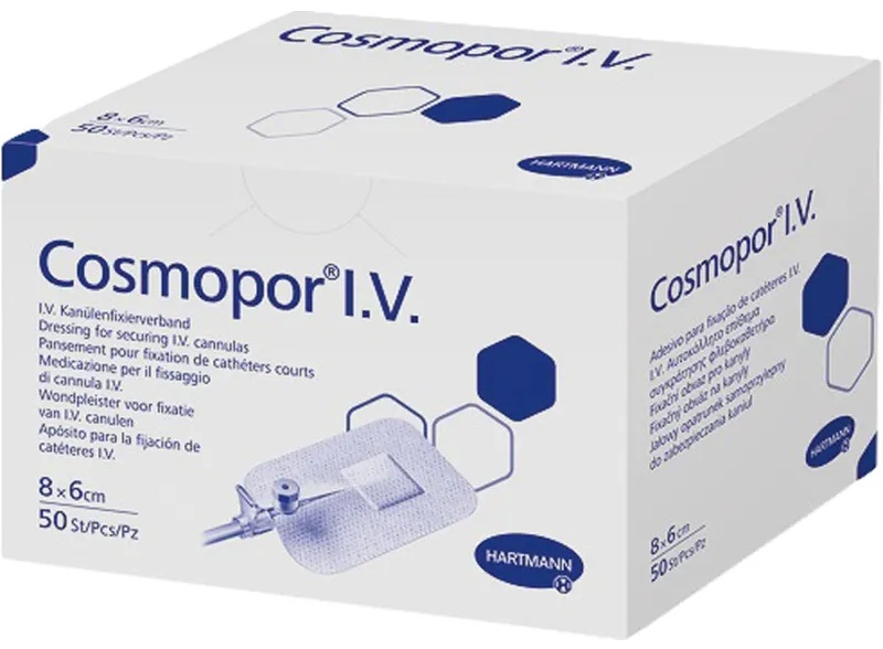 Повязка д/фикс.катет. 8х6см  50шт/уп COSMOPOR I.V. 9008055