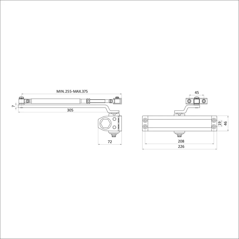 Доводчик дверной БУЛАТ ULTIMATE ДД-150 A-C (80-160 кг) корич,морозост(10)