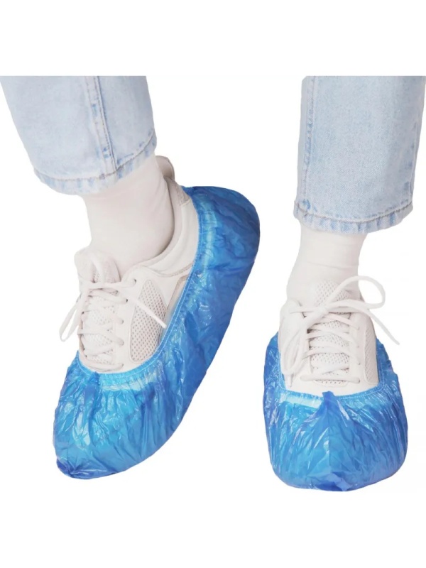 Бахилы н/с, п/э с 2й рез. 5,1г ПНД2-8/15/2р-С-С, голубые, 450пар/уп